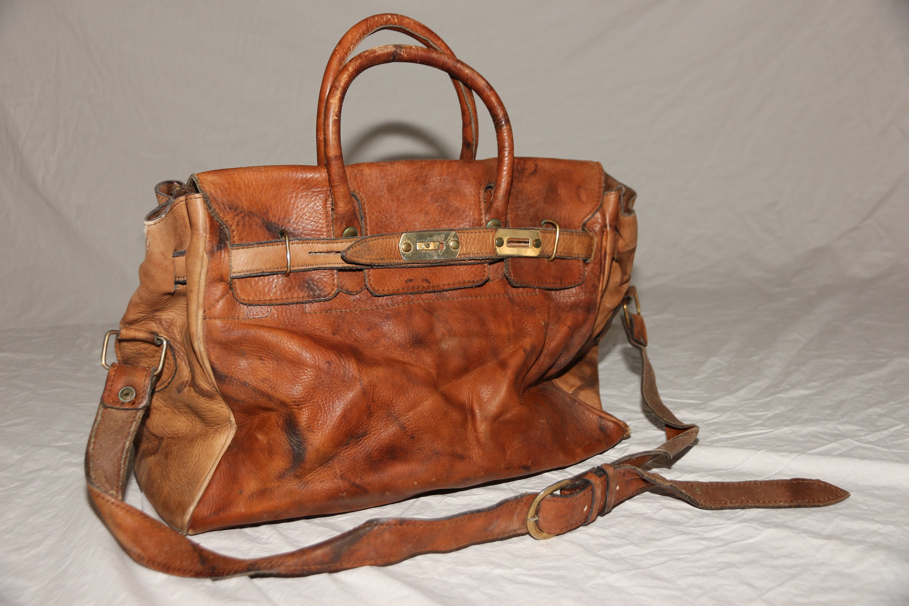 Birkin Genuine Leather Carry On Bag Luggage Handmade In Etsy