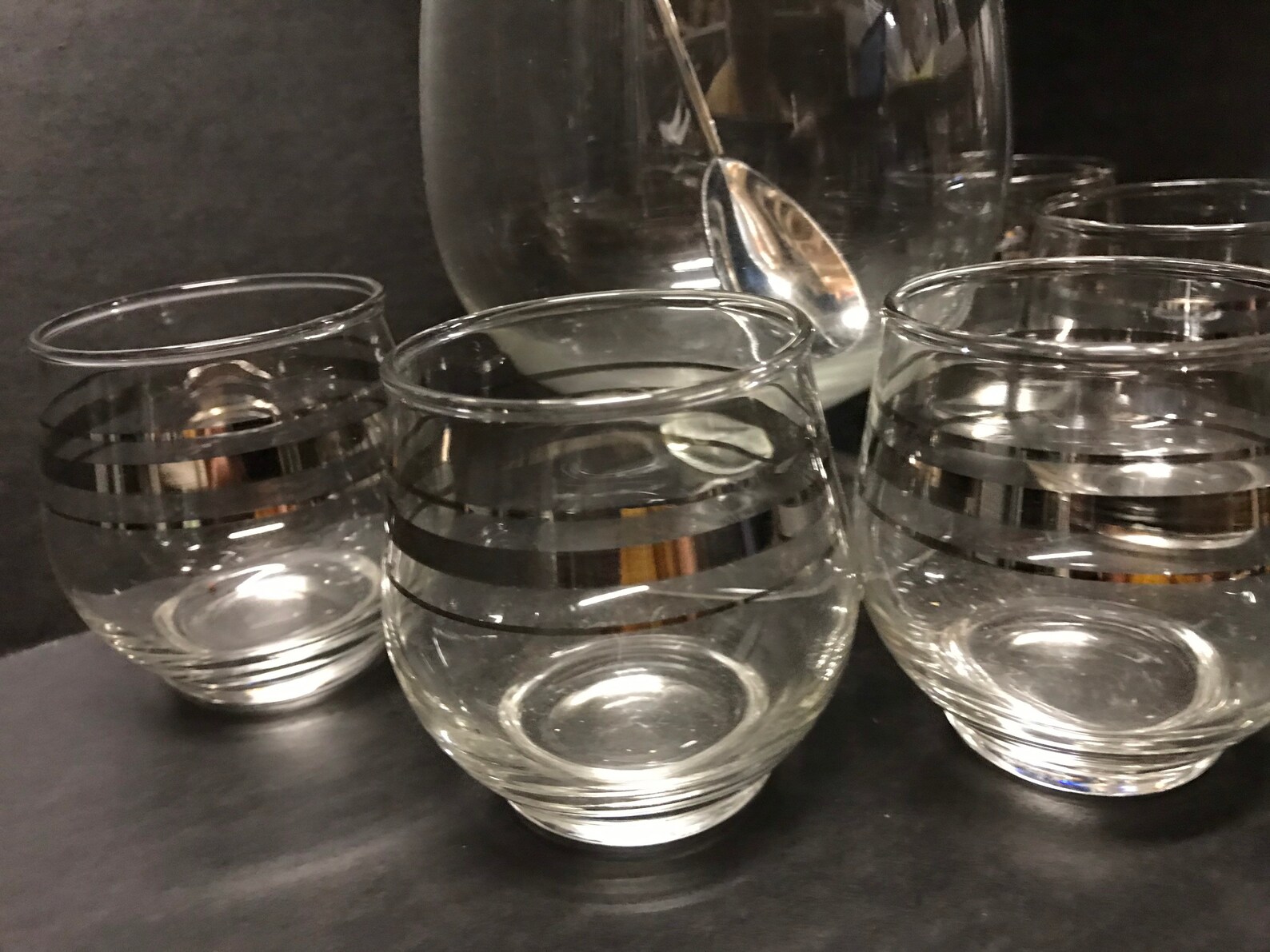Vtg Set of Cocktail Mixer & Matching Glasses MCM Bar Ware Set Etsy