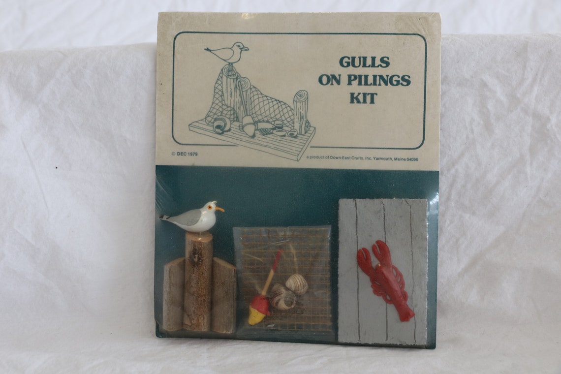 Vtg DEC 1979 Gull On Pilings Kit For Driftwood Decoration Down image 1