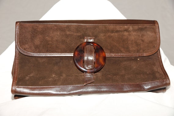 Vintage M. M. Morris Moskowitz Clutch Purse Brown Leather 