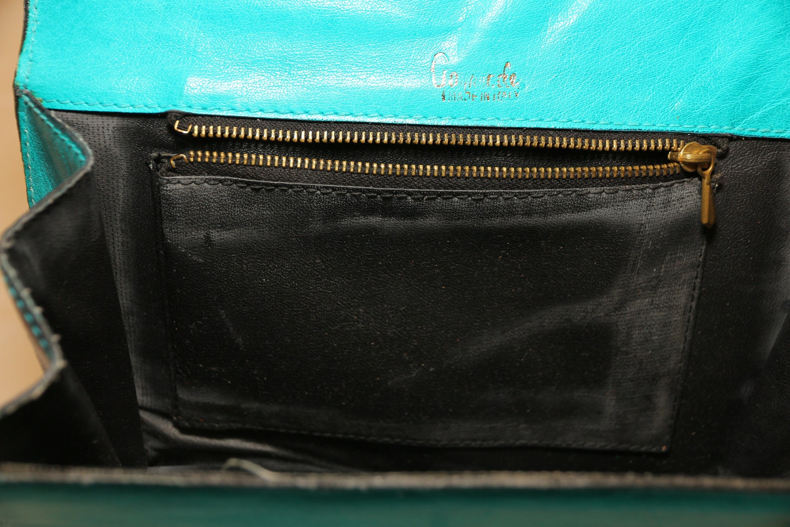 Vintage 1965 Italian Handbag Leather Turquoise Braided With Etsy