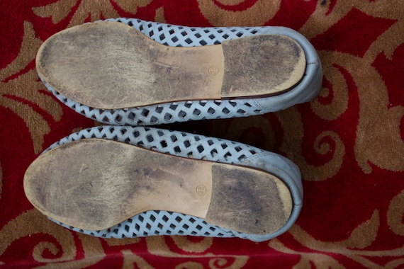 Vintage Handmade Shoes Women's Light Blue Leather… - image 3