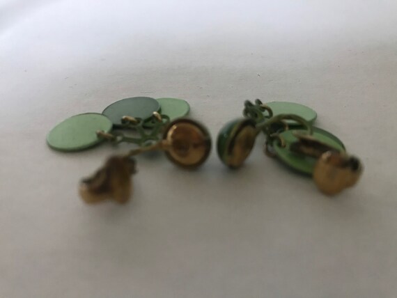 Vintage 1960's Handmade Chartreuse Green Clip On … - image 8