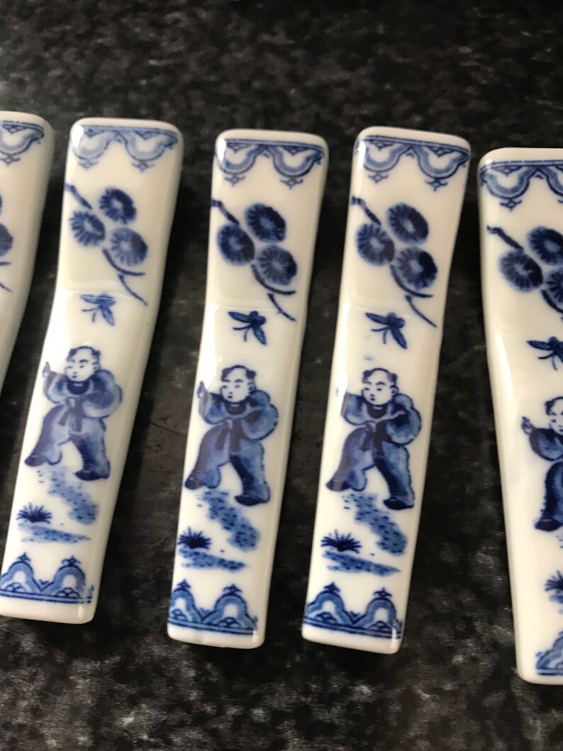 Vintage Set of 7 Porcelain Chopstick Holders Hashioki White & Etsy