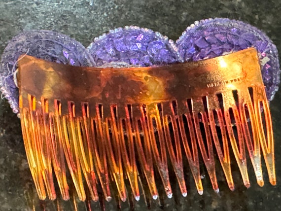 Vtg 1980's Purple Sequin 3 Circles Hair Side Comb… - image 5