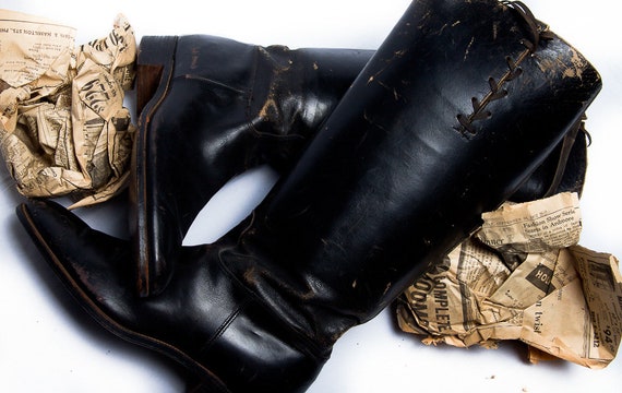 Vintage 1940’s - 1950’s Men’s Black Leather Boots… - image 1