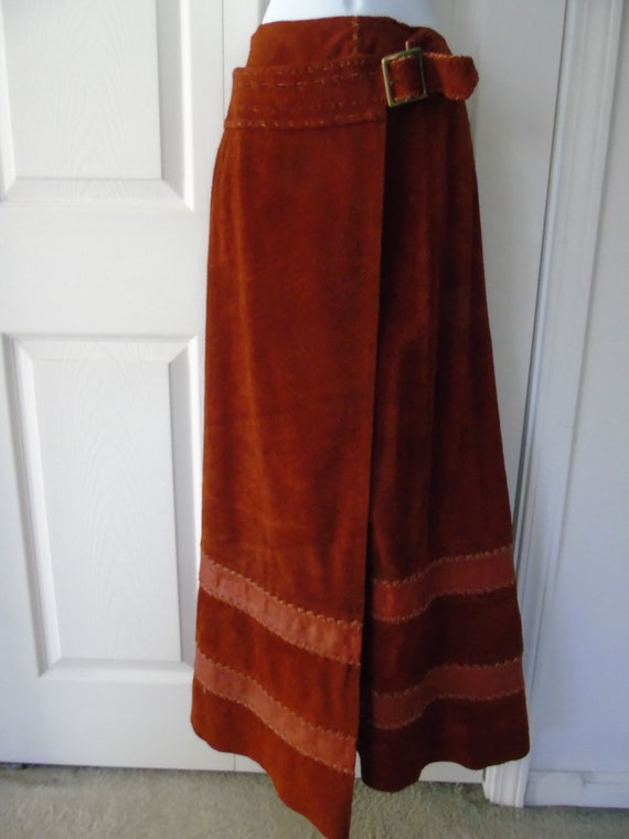 Vintage 1973 Char, Maxi Skirt, Natural Leather Su… - image 10
