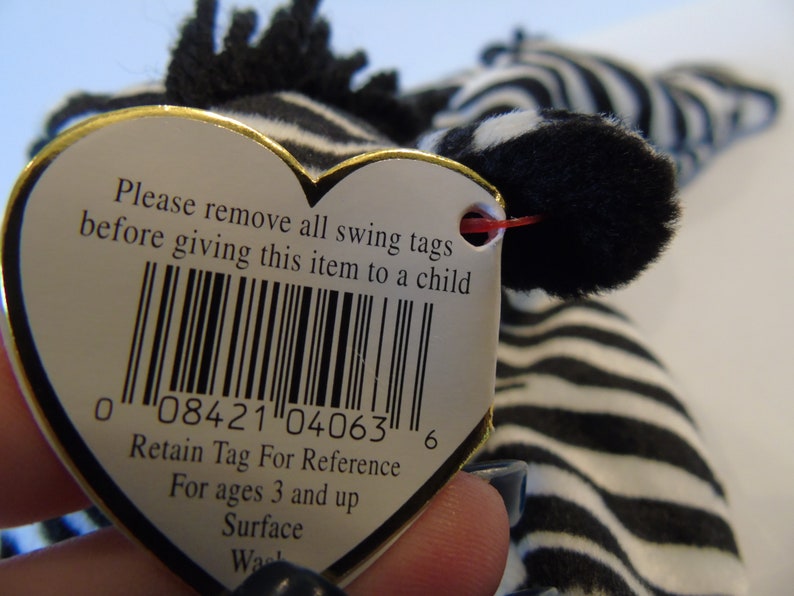 Ty Beanie Babies Ziggy The Zebra Birth Date 12-24-95 Style 4063 image 5