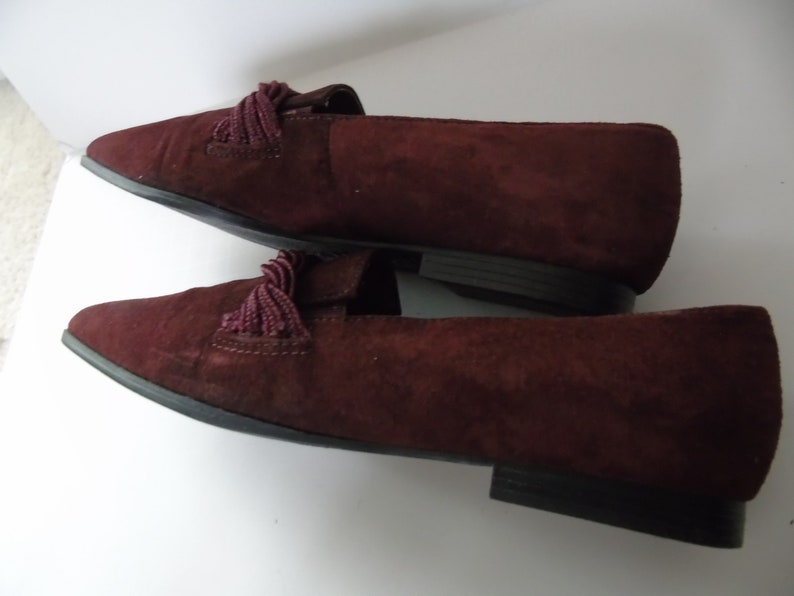 Vintage Shoes Mootsies Tootsies Maroon Women/'s Flats Roped Cord Size 6 12 M