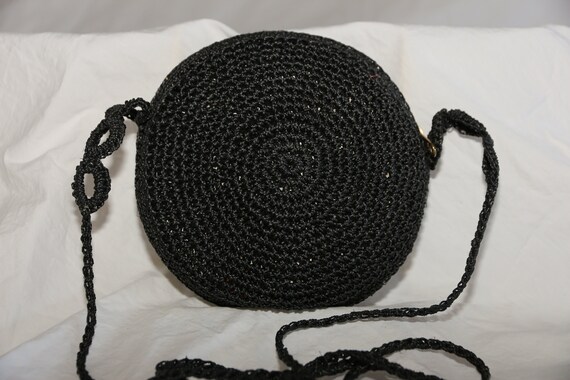 Vintage 1960's Crochet Round Purse Shoulder Crossb