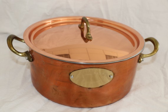 Vtg De La Cuisine Copper 2 Quart Dutch Oven With Two Different Lids 