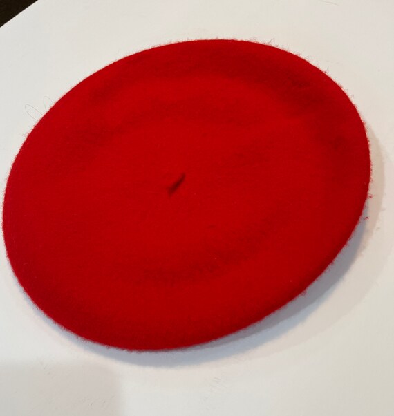 Vintage 1960's Red Beret 100% Wool 6" Tam Hat - image 2