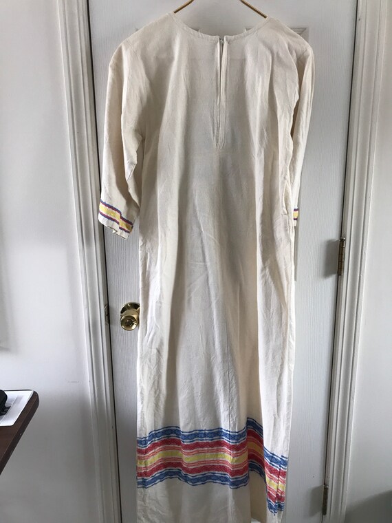 Vtg Maxi Dress Kaftan Mayan Warrior Handmade Embr… - image 7