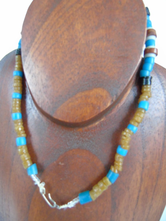 Vintage Heishi Necklace Metal Bead Graduated Shel… - image 5