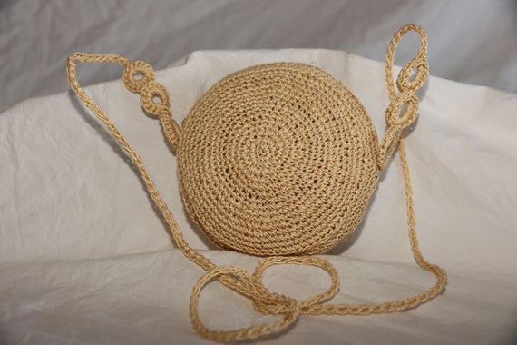 Vintage 1960's Crochet Round Purse Shoulder Cross… - image 2