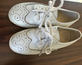 Vintage Jungen Unisex Weiß Leder Oxford Schnürschuhe Schuh Be Do Schuhe Made In Italy Größe Euro 27 US 10