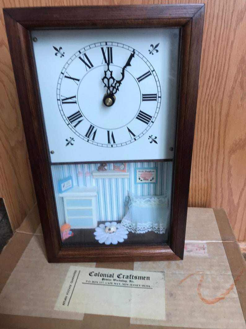 Vtg 1970 Heritage Clock Co. Baby Boy Diorama Scene Colonial Etsy