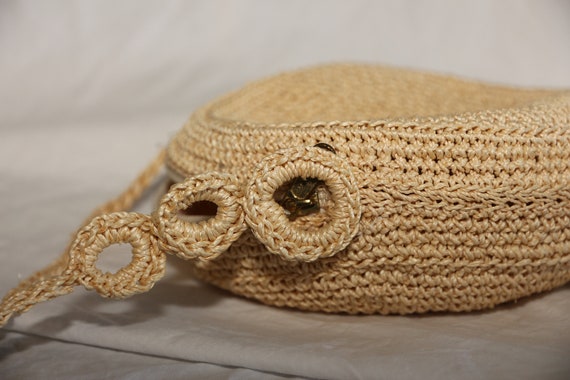 Vintage 1960's Crochet Round Purse Shoulder Cross… - image 6
