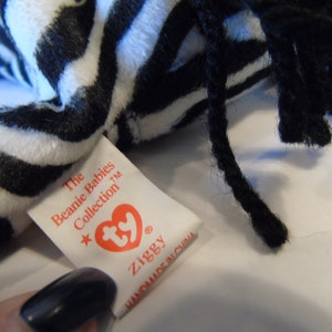 Ty Beanie Babies Ziggy The Zebra Birth Date 12-24-95 Style 4063 image 6