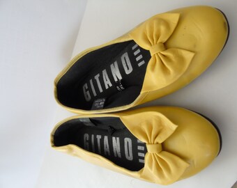 Vintage Gitano Women's Yellow Flats Slip On Shoes Size 6 M Sox Tab Yellow Bow