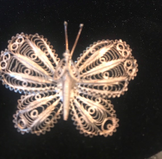 Vintage 1960's Sterling Silver Butterfly Pin With… - image 5