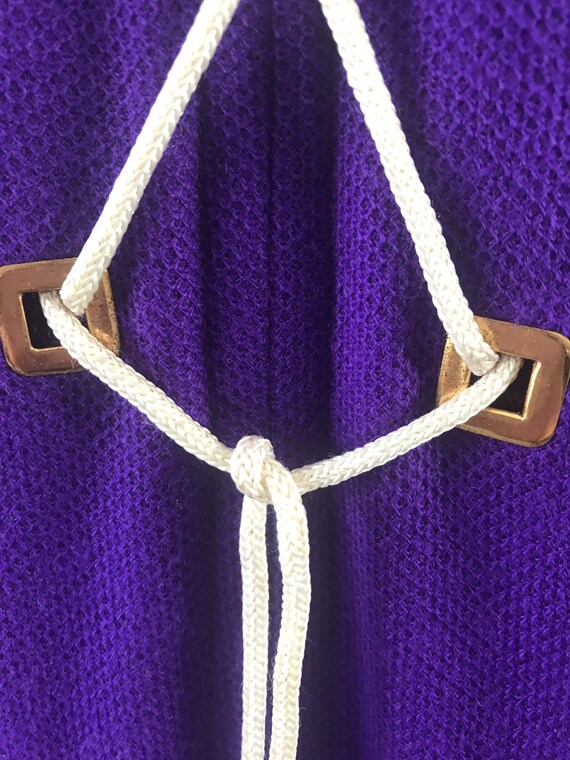 Vtg 1970's Mod Purple And White Lace Up Dress A G… - image 4