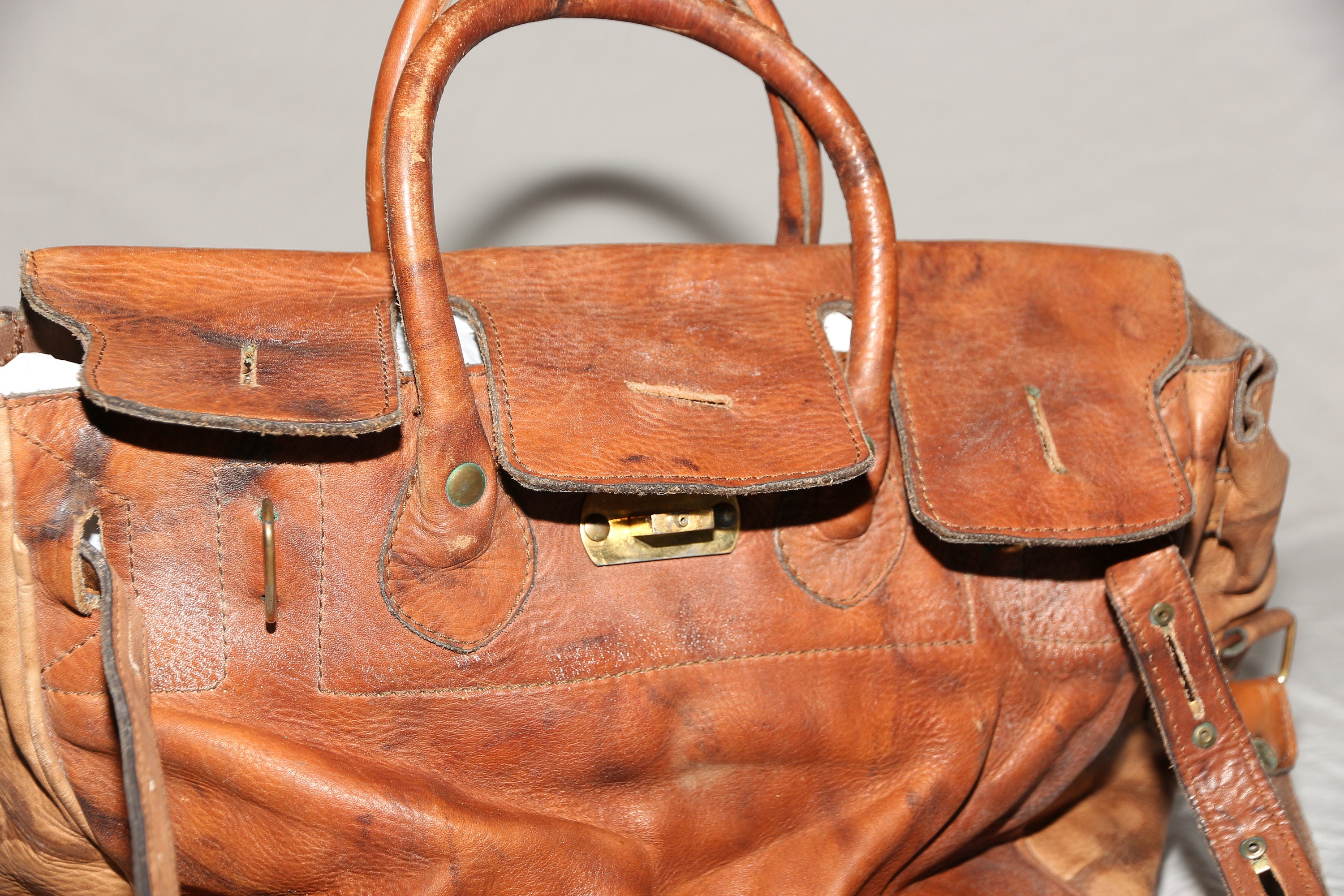 Birkin Genuine Leather Carry On Bag Luggage Handmade In Etsy
