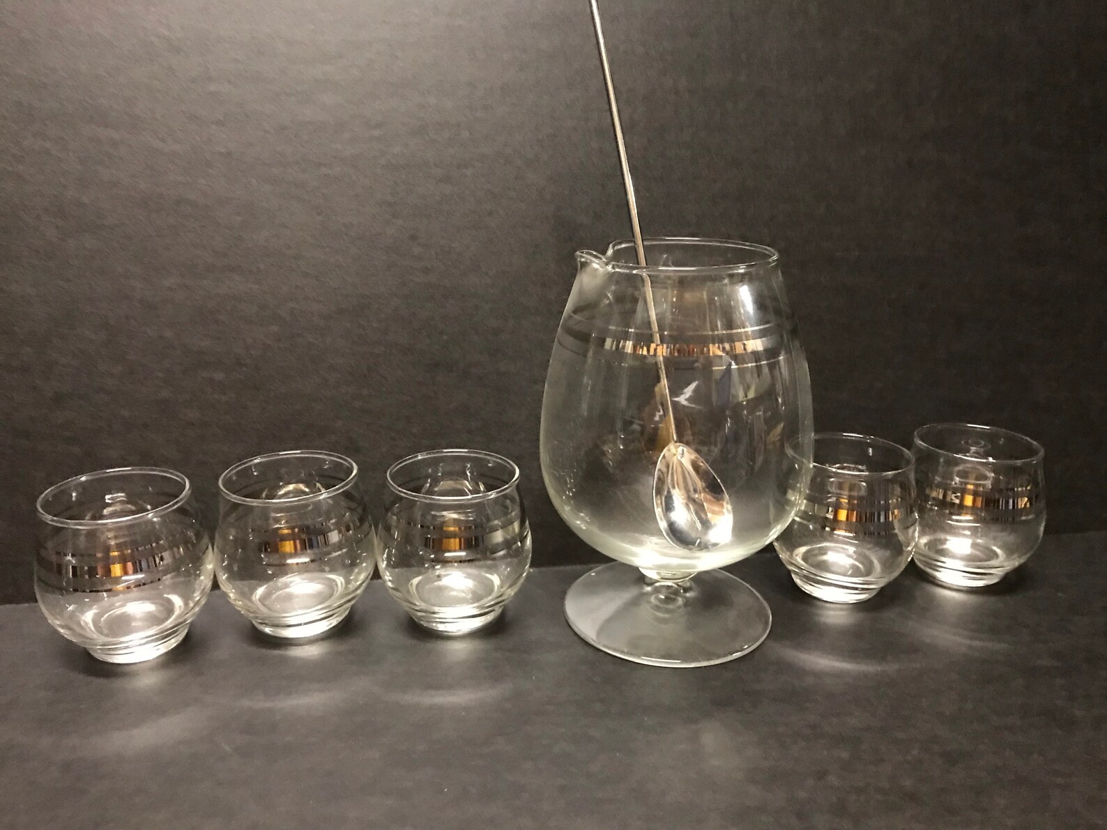 Vtg Set of Cocktail Mixer & Matching Glasses MCM Bar Ware Set Etsy