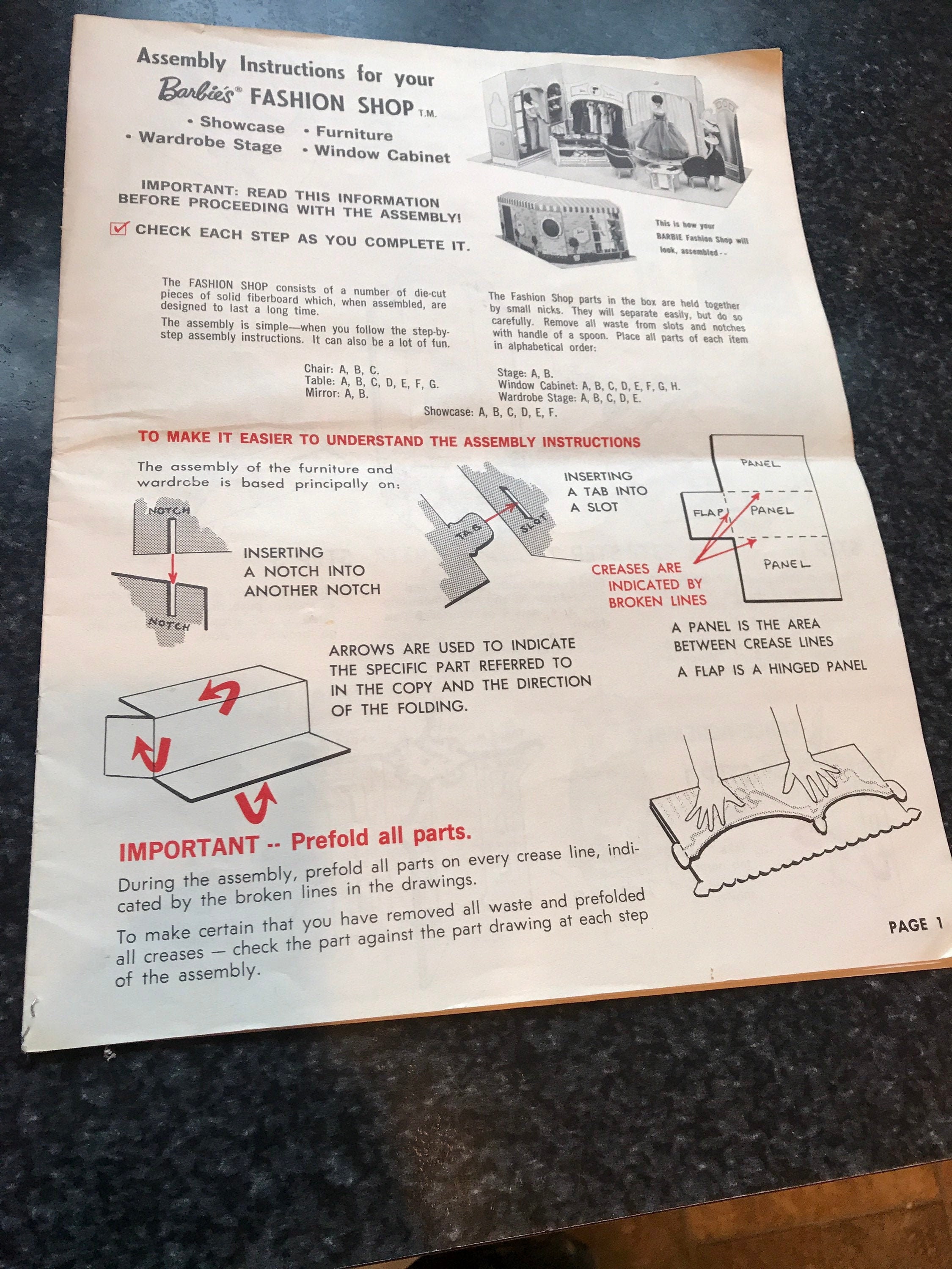 Vintage Original 1963 Assembly Instructions For Barbie S Etsy Ireland