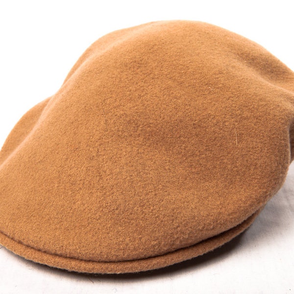 Vintage 1970's KANGOL CAP Newsboy Hat Design Made In England 100% Pure Virgin Wool 7" Brown