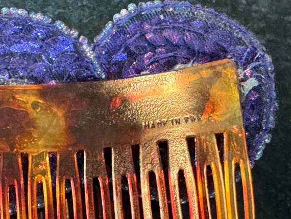 Vtg 1980's Purple Sequin 3 Circles Hair Side Comb… - image 4