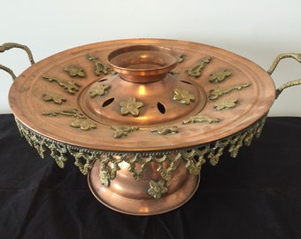 Vintage 1960's "Sandi at", Handmade Moroccan Incense Burner Made In Morocco Brass & Copper Two Piece Burner