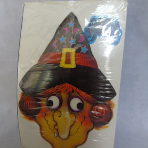 Vintage Retro Willa Witch Halloween Mask With Elastic String With A Spider By Hallmark Paper Party Decoration image 2