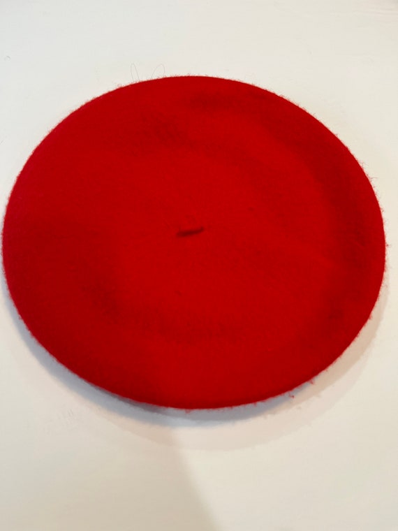 Vintage 1960's Red Beret 100% Wool 6" Tam Hat - image 3