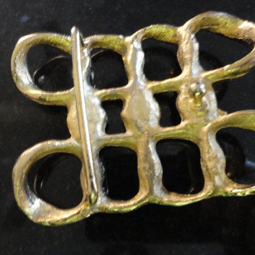 Vintage 1970's Gold Tone Handmade Belt Buckle Circle Pattern One Of shops A Kind