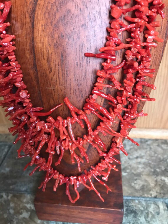 Vtg 1970's Three Tiered Natural Red Coral Branch … - image 4