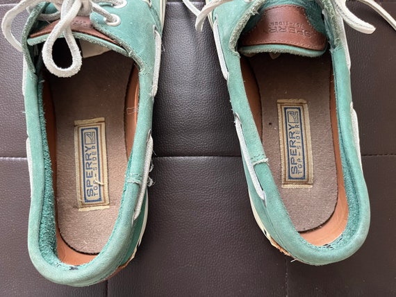 Vintage Men's Sperry Rand Leather Turquoise Green… - image 3
