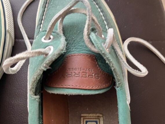 Vintage Men's Sperry Rand Leather Turquoise Green… - image 5