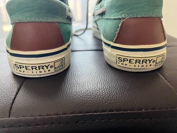 Vintage Men's Sperry Rand Leather Turquoise Green… - image 8
