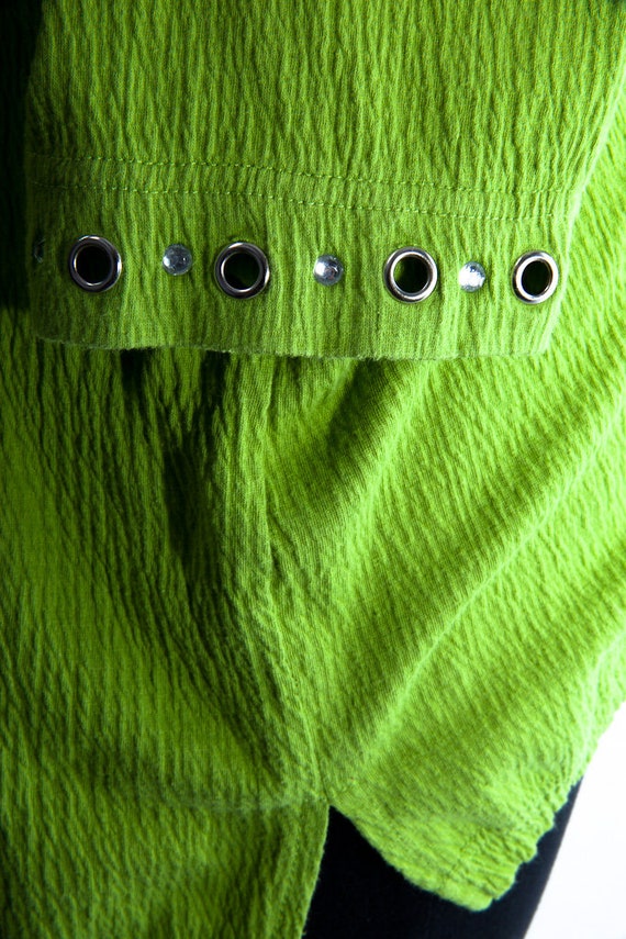 Woman's Lime Green V Neck Blouse Quaker Factory "… - image 3