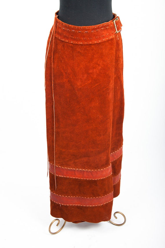 Vintage 1973 Char, Maxi Skirt, Natural Leather Su… - image 1