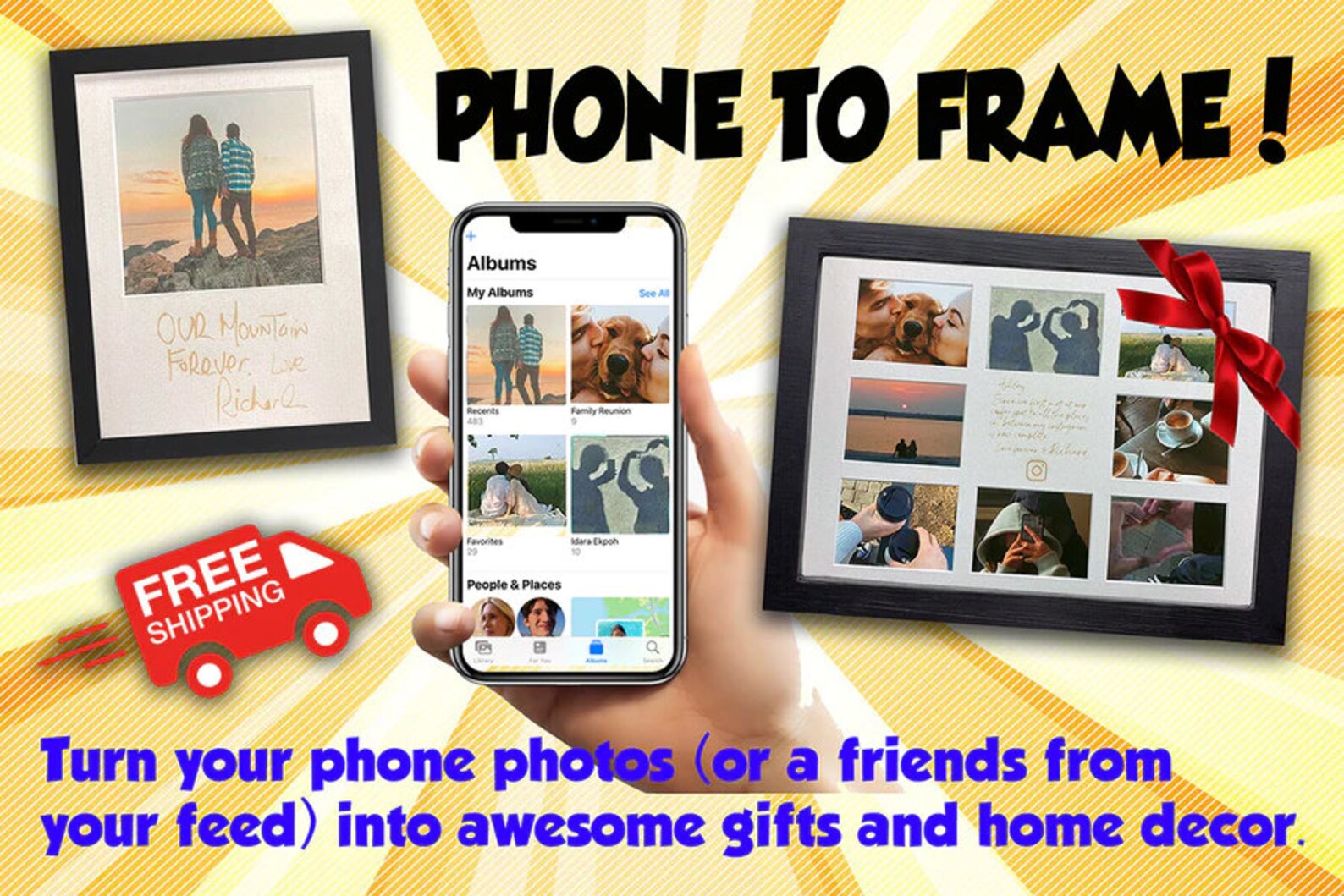 Personalized Gallery Wall Frames Photo Print With Mat and Frame Custom