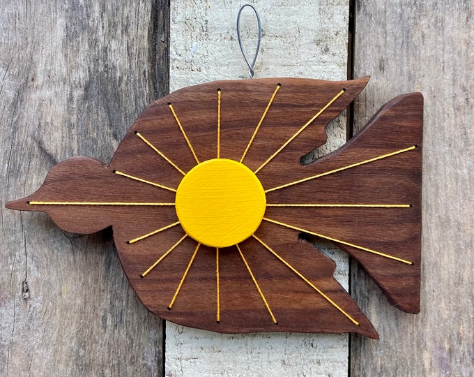 Wood and embroidery Sun Bird