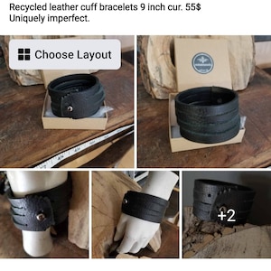 Unisex Armband aus recyceltem Leder schwarz