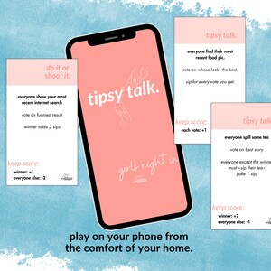 TIPSY TALK | Girls night in drinking game, digital drinking game, fun drinking games, game to play on your phone, portable drinking game