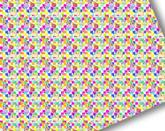 Faux Leather-Printed Faux Leather Sheet-Vegan Faux Leather-Rainbow Summer Dogs Faux Leather-Premium Faux Leather Sheets-Summer Faux Leather