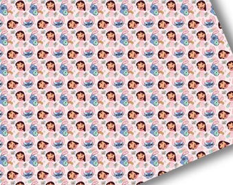 Faux Leather-Printed Faux Leather Sheet-Vegan Faux Leather-Tropical Faux Leather-Premium Faux Leather Sheets-Cute Blue Alien Faux Leather