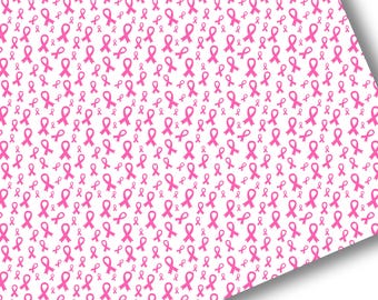 Faux Leather-Printed Faux Leather Sheet-Breast Cancer Awareness Ribbon Faux Leather-Premium Faux Leather Sheets-Pink Ribbon Faux Leather