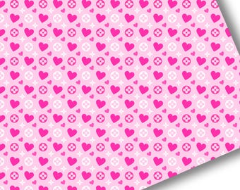Faux Leather-Printed Faux Leather Sheet-Vegan Faux Leather-Pink Boujee Heart Faux Leather-Premium Faux Leather Sheets-Heart Faux Leather
