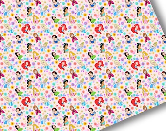 Faux Leather-Printed Faux Leather Sheet-Faux Leather For Bows-Pink Princess Faux Leather-Premium Faux Leather Sheets-Princess Faux Leather